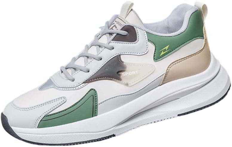 

Мужские спортивные кроссовки - дышащие, шнуровка, резиновая подошва для улицы и повседневной носки Hoalox, белый/зеленый