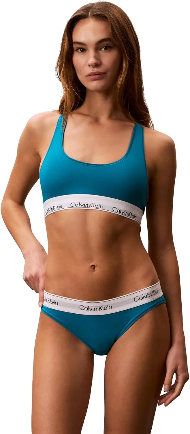 Бюстгальтер Calvin Klein Womens Modern Cotton Unlined Wireless Bralette, бирюзовый — фото 2
