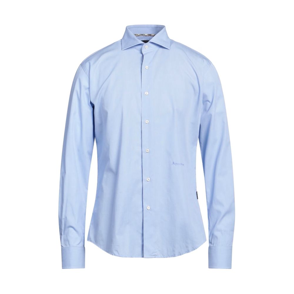 

Элегантная хлопковая рубашка с культовой вышивкой Aquascutum, светло-голубой