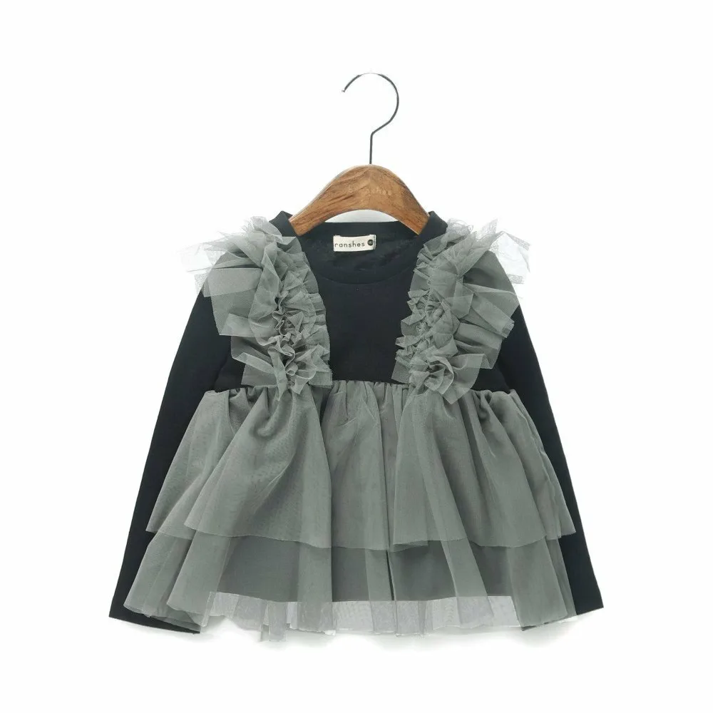 Футболка с длинными рукавами из тюля с многослойным верхом Branshes, gray