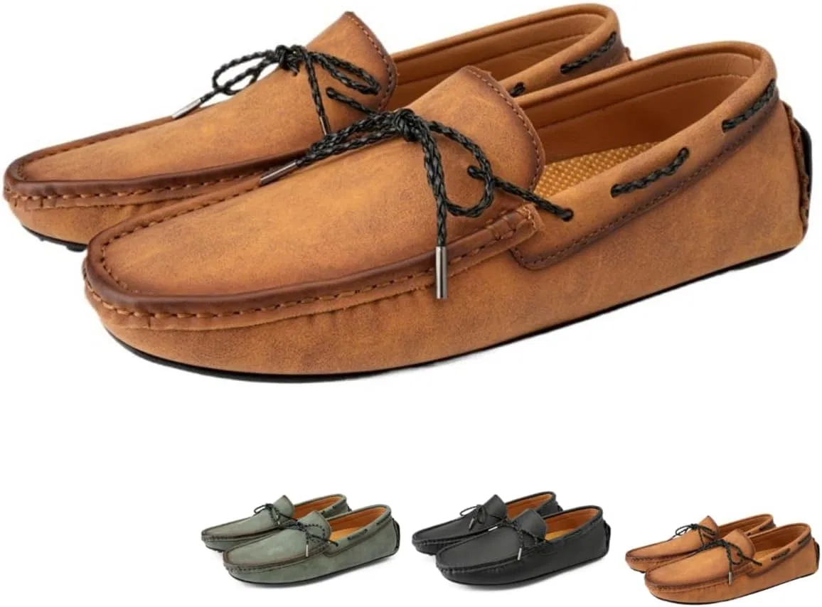 Лоферы, замшевые, Men's Suede Leather Bow-Tie Slip-On Loafers, светло-коричневый Cibenf