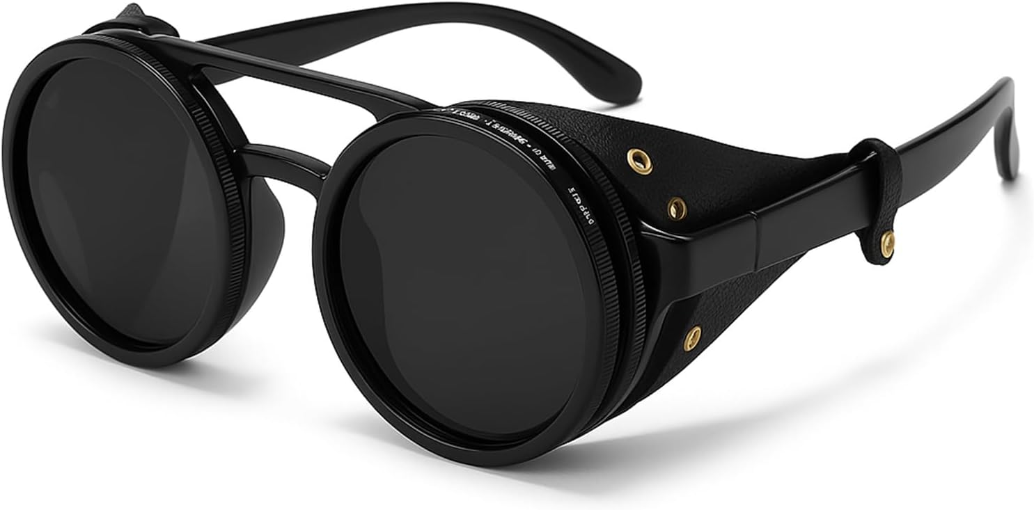 

Солнцезащитные очки в стиле стимпанк с регулируемой тонировкой, поляризованными линзами, ND-фильтром, защитой от УФ-излучения UV400, регулируемой яркостью и кожаными вставками Carlcross, Black