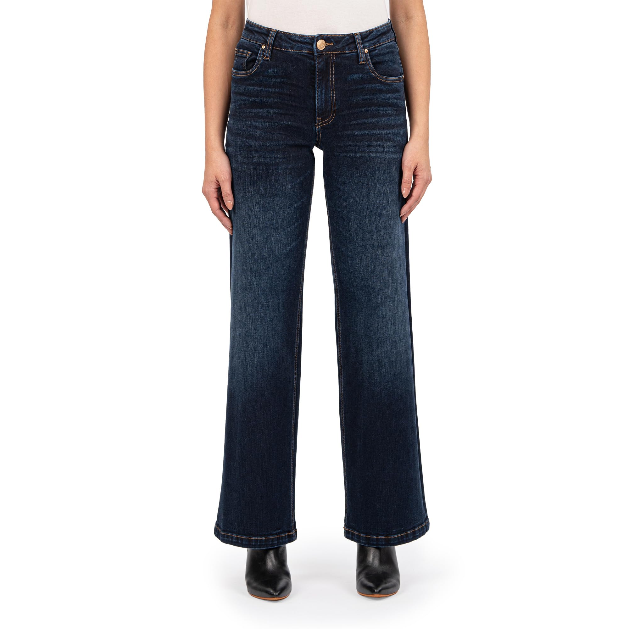 

Джинсы KUT from the Kloth Jean High-Rise Wide Leg Clean Hem In Fortitude, цвет Fortitude