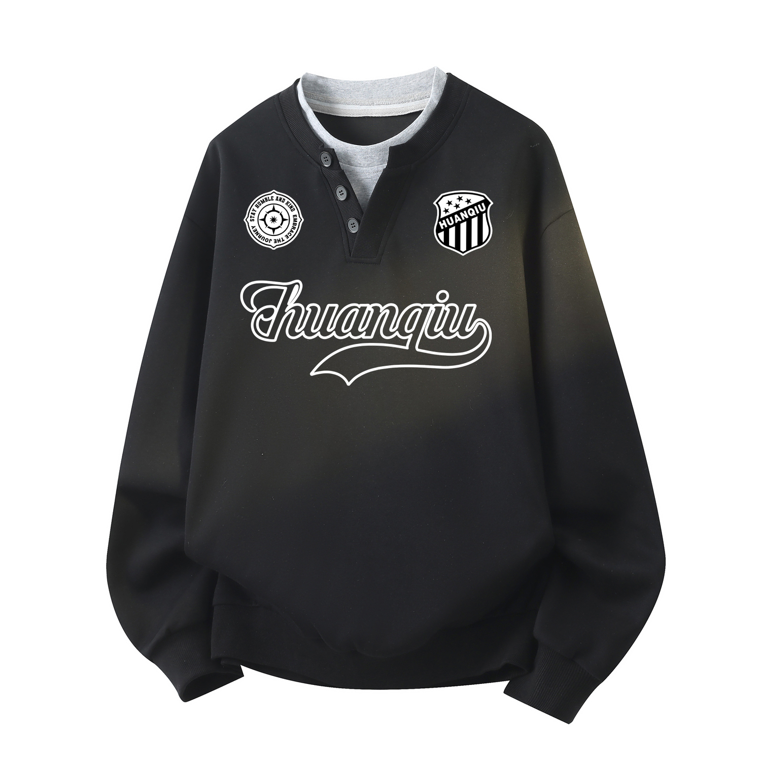 

Свитшот Unisex Crew Neck Moderate Mock Two Piece HUANQIU, черный