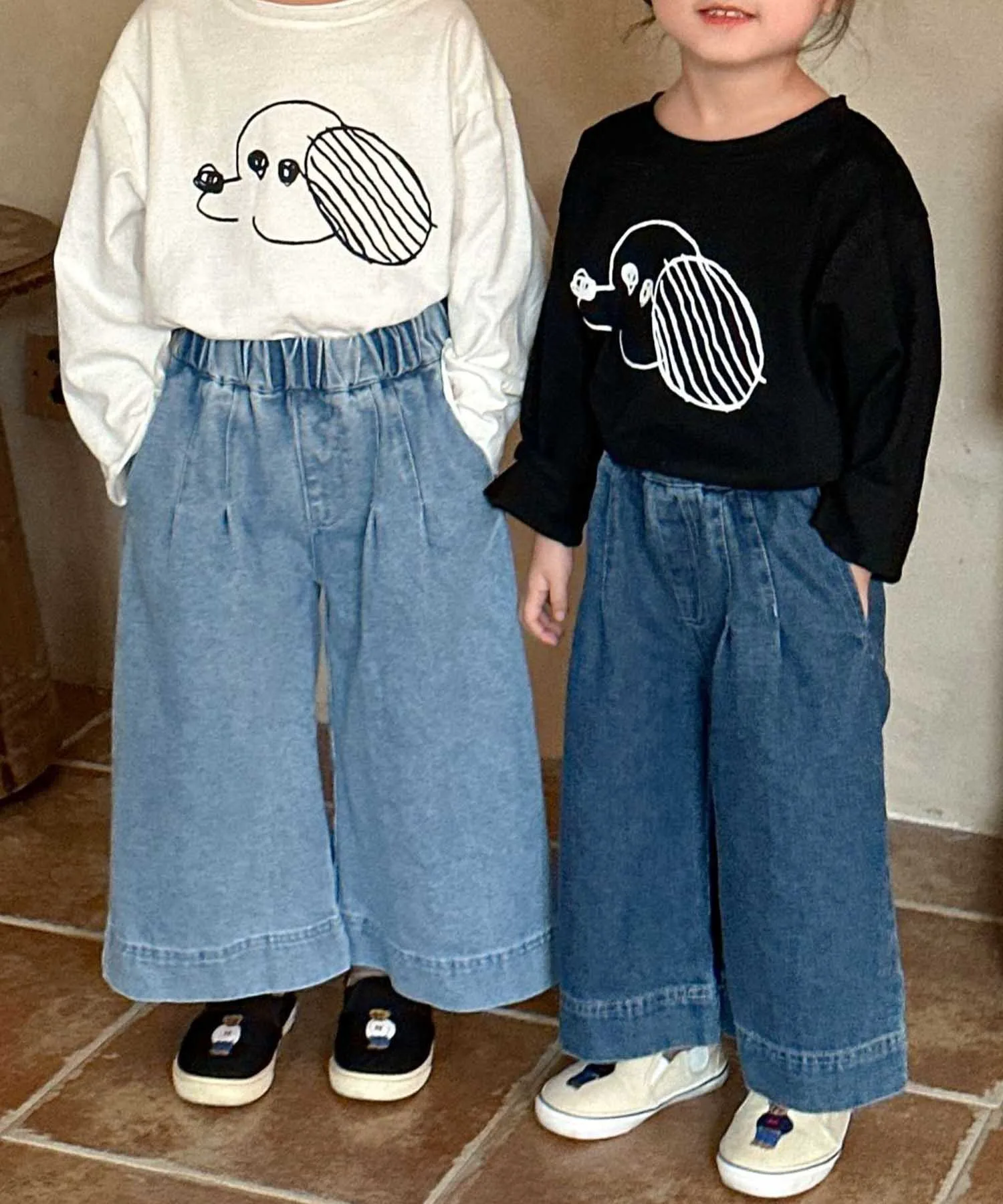 Широкие джинсовые брюки Aimoha Kids, цвет Navy — фото 4