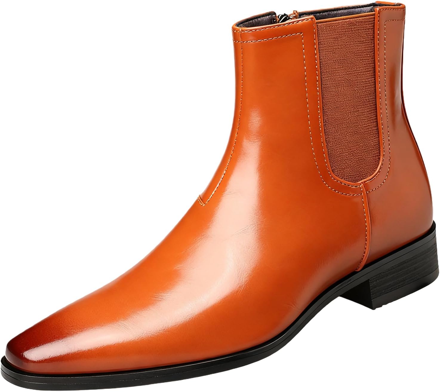 

Мужские кожаные ботинки Челси с квадратным носком, ретро стиль, на щиколотку, с боковой молнией, модные зимние теплые удобные ботинки с эластичной вставкой, массивным каблуком, для официальной работы и свадьбы Nxnbhsl, коричневый