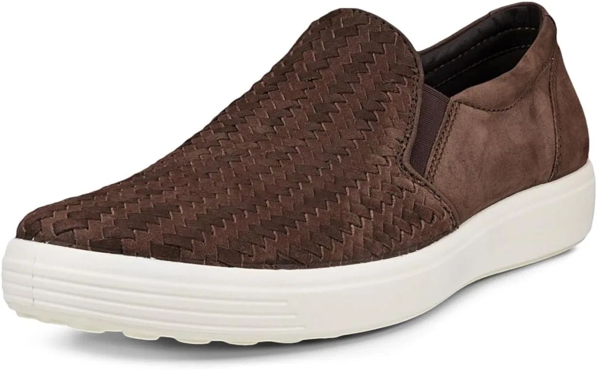 Лоферы кожаные ECCO Soft 7 Woven Slip on 2.0, Mocha Nubuck