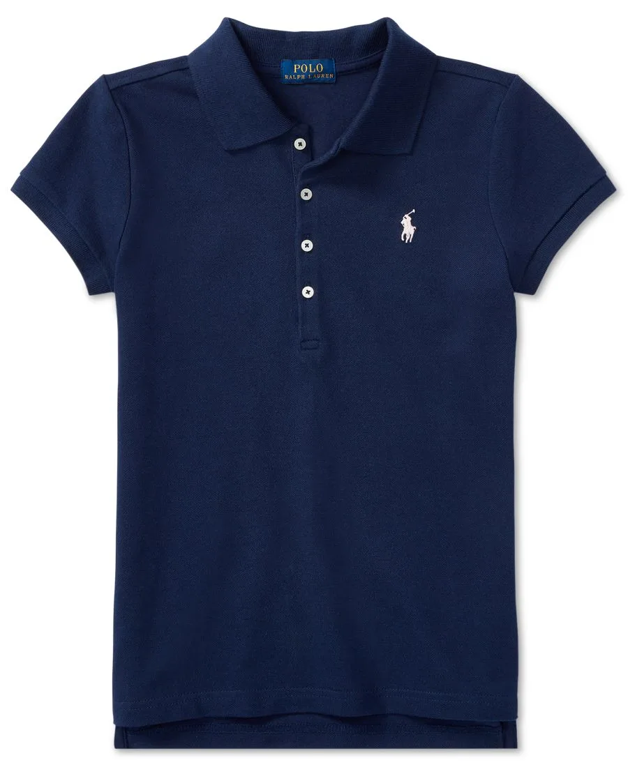 Поло-рубашки из сетчатой ткани для девочек от Ralph Lauren Polo Ralph Lauren, темно-синий