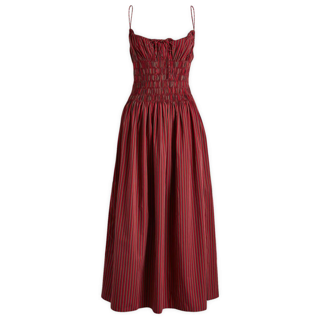 

Платье миди Aya string Faithfull The Brand, цвет wine stripe