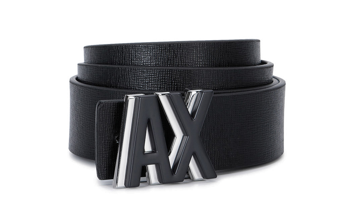 

Кожаный ремень мужской черный регулируемый AE шириной 3,5 см ARMANI EXCHANGE