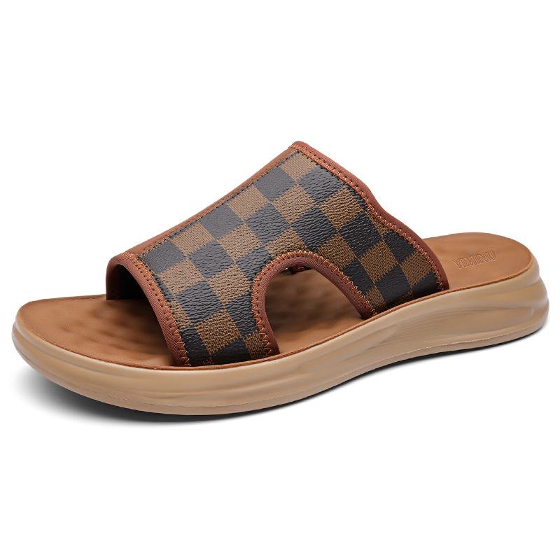 

Eminu Мужские коричневые противоскользящие шлепанцы с резиновой износостойкой подошвой, цвет Brown