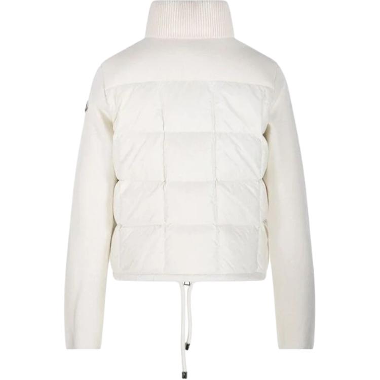 Moncler Квадратный стёганый утеплённый шерстяной кардиган на молнии, White — фото 3