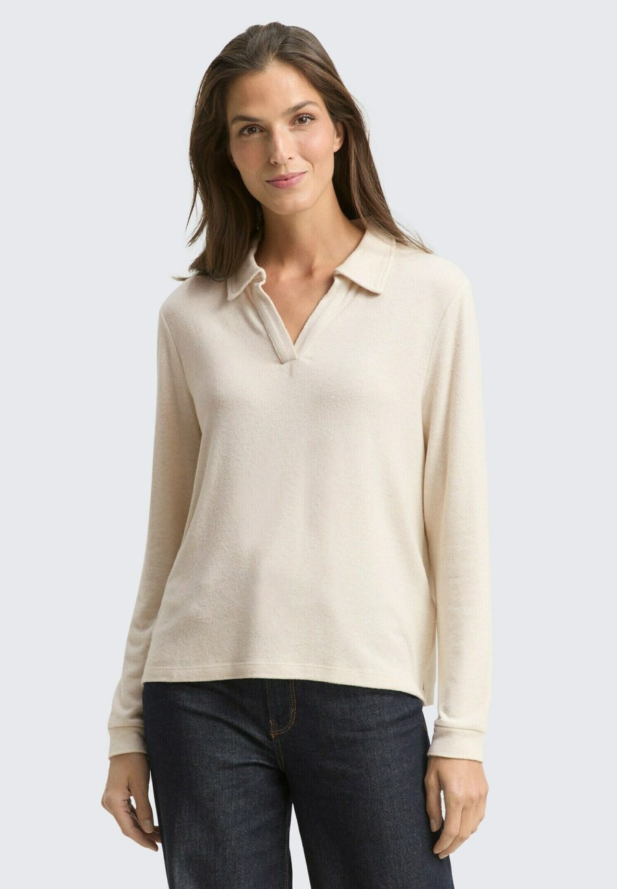 

Поло TOM TAILOR COSY MIT KRAGEN, Sand Stone Beige Melange/Sand