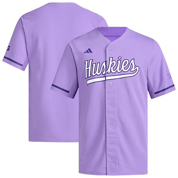 

Мужская бейсбольная футболка Washington Huskies фиолетовая Adidas