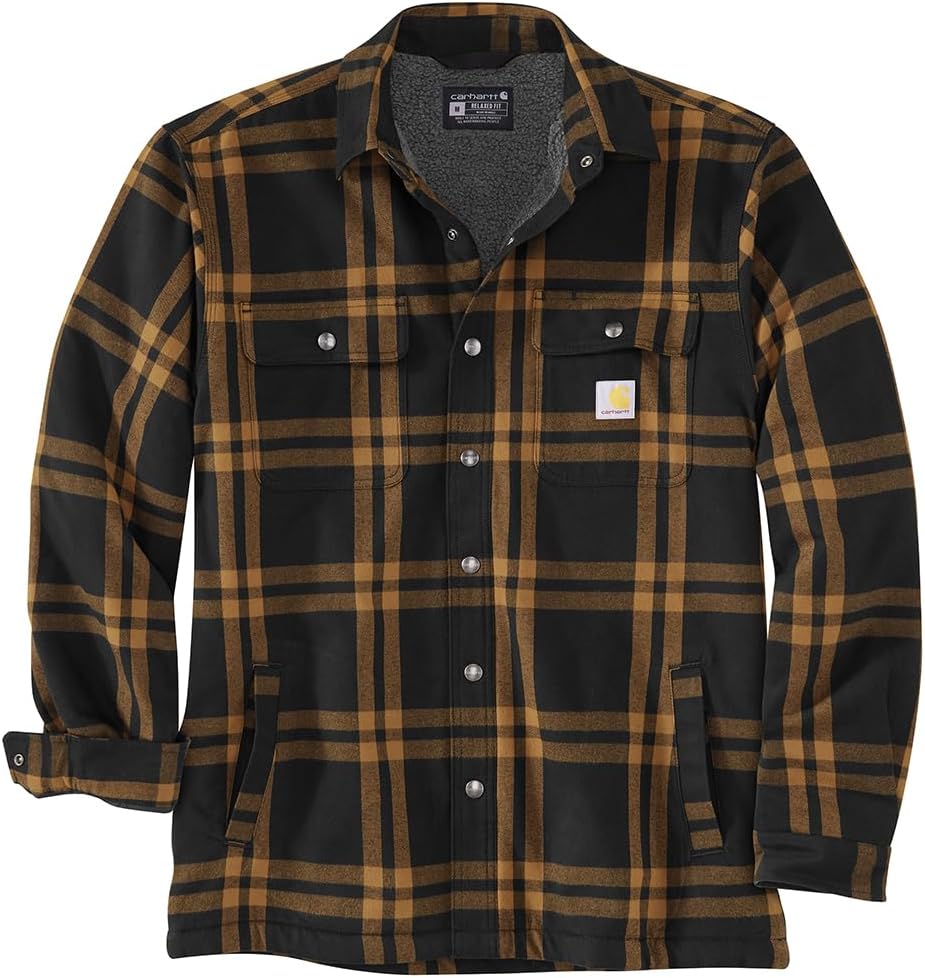

Carhartt мужская 106354 рубашка-поло с подкладкой из флиса и шерпы, свободного кроя, Black