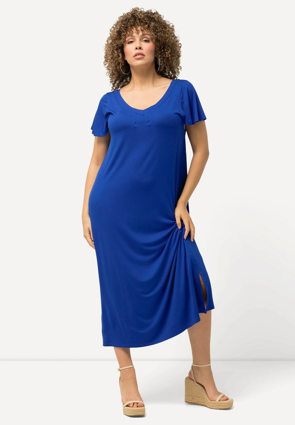 

Платье из джерси CAP SLEEVE V-NECK MIDI Ulla Popken, синий