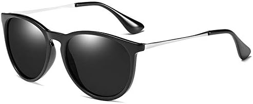 

Поляризованные солнцезащитные очки QIFP для женщин и мужчин - модный винтажный классический ретро-стиль 2025 года с круглыми зеркальными линзами Generic, Bright Black Frame &Black Lenses