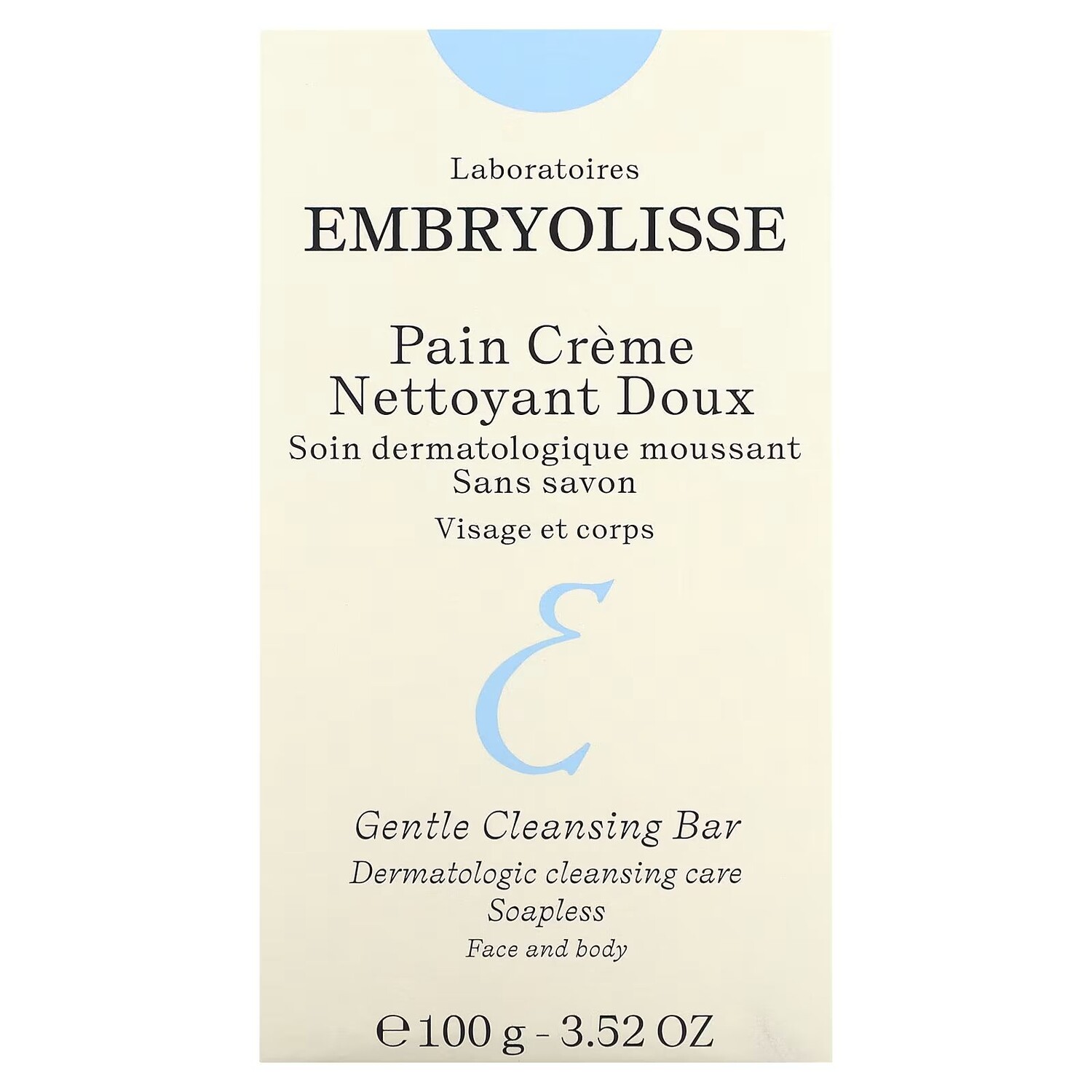 

Нежное очищающее мыло, 3,52 унции (100 г) Embryolisse