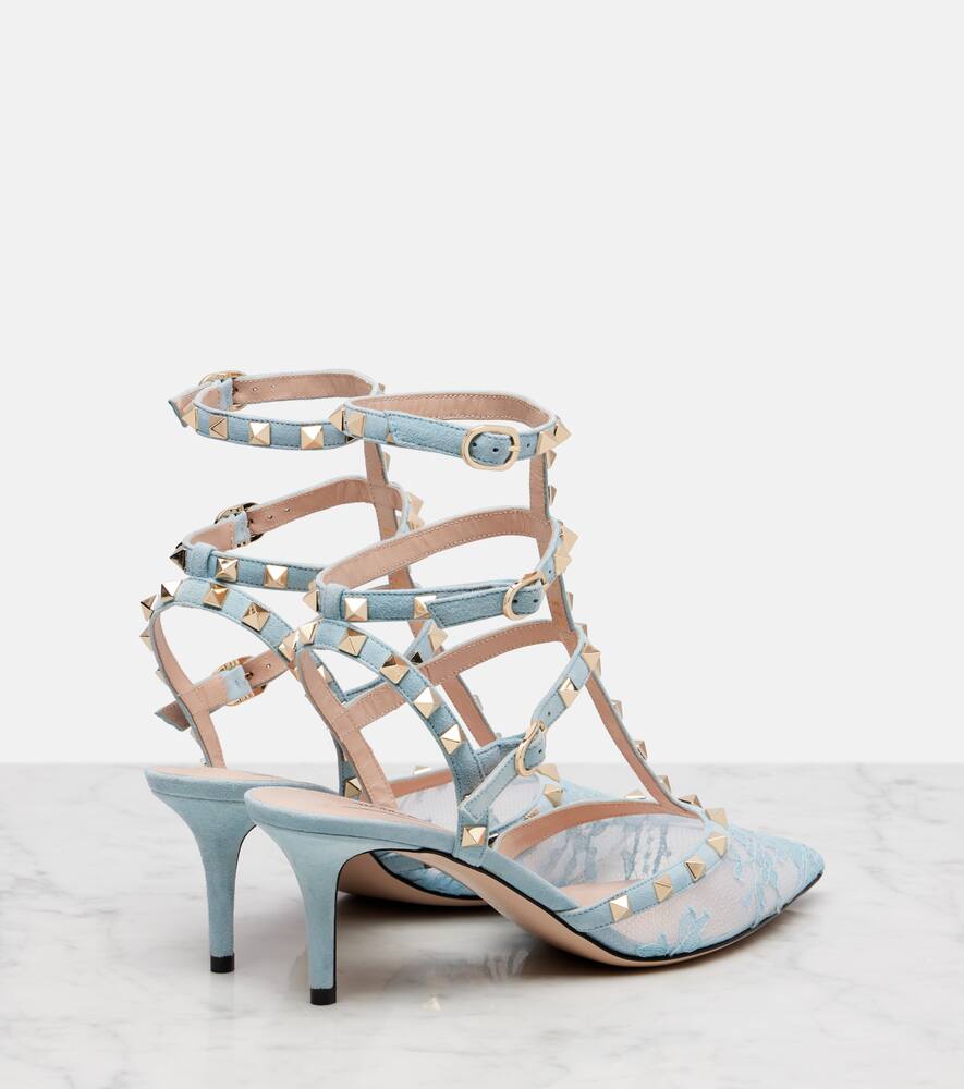 Туфли-лодочки Rockstud 65 из кожи с кружевными вставками Valentino Garavani, Blush Grey — фото 2