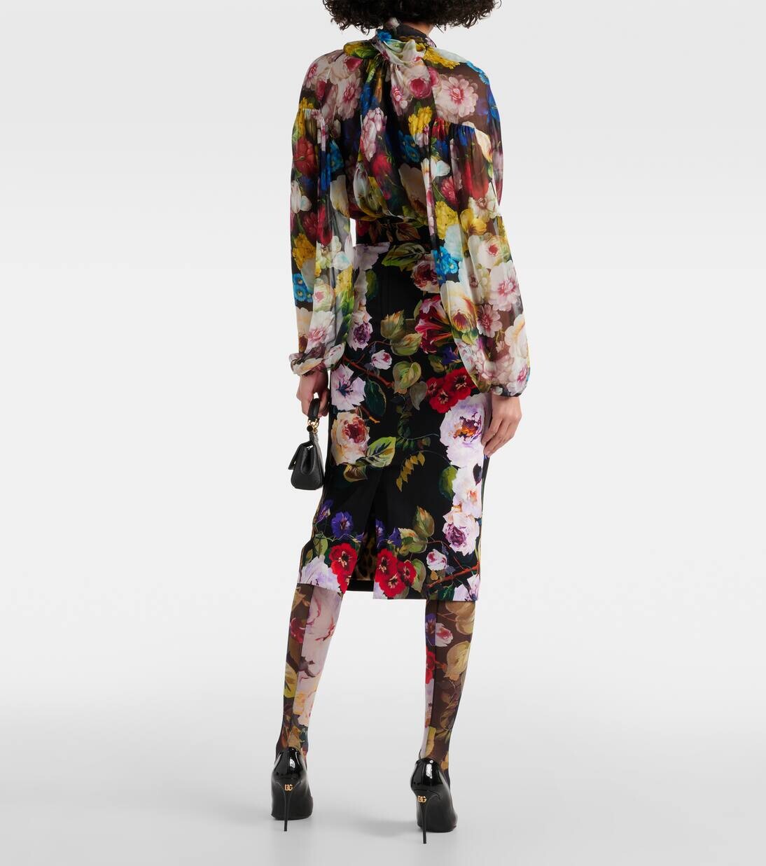 Колготки из тюля с цветочным рисунком Dolce&Gabbana, цвет bloom fdo giallo — фото 3