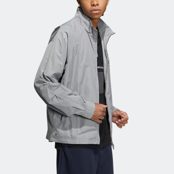 Куртка Men's adidas Woven Jacket Alphabet Printing Sports Zipper Stand Collar Gray, серый — фото 4