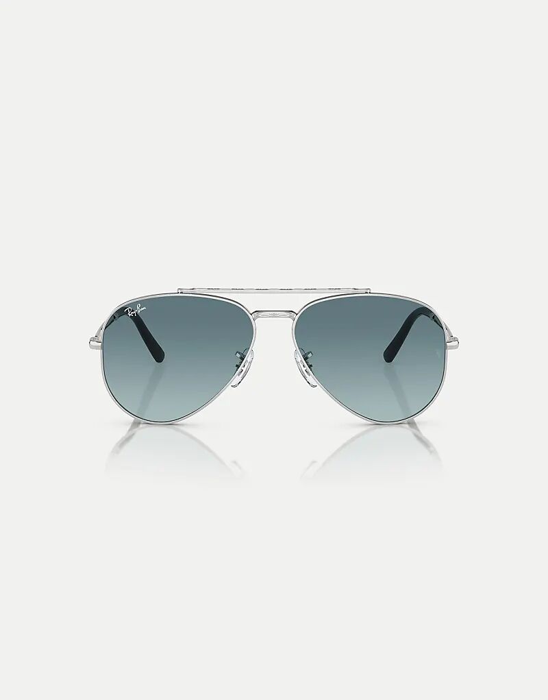 

Солнцезащитные очки-авиаторы Ray-Ban New с синими линзами в серебристом цвете