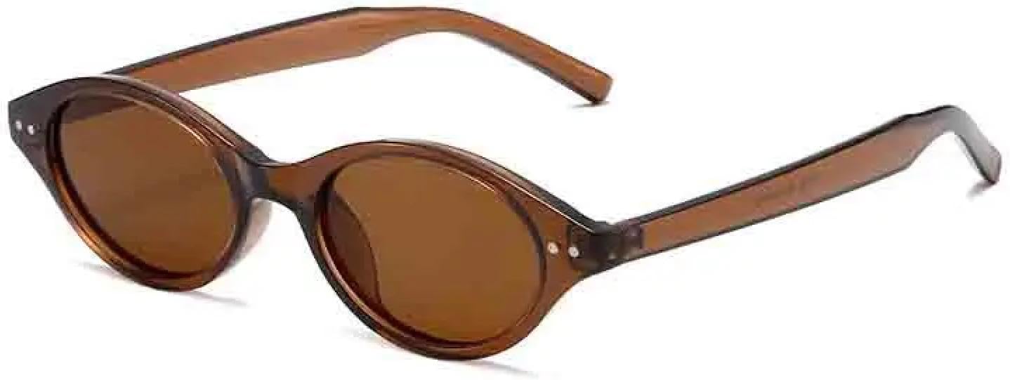 

Модные роскошные солнцезащитные очки маленького овального размера для женщин, в стиле ретро, ​​для мужчин, с заклепками, защита от УФ-излучения UV400 TOIPASTN, Brown Brown