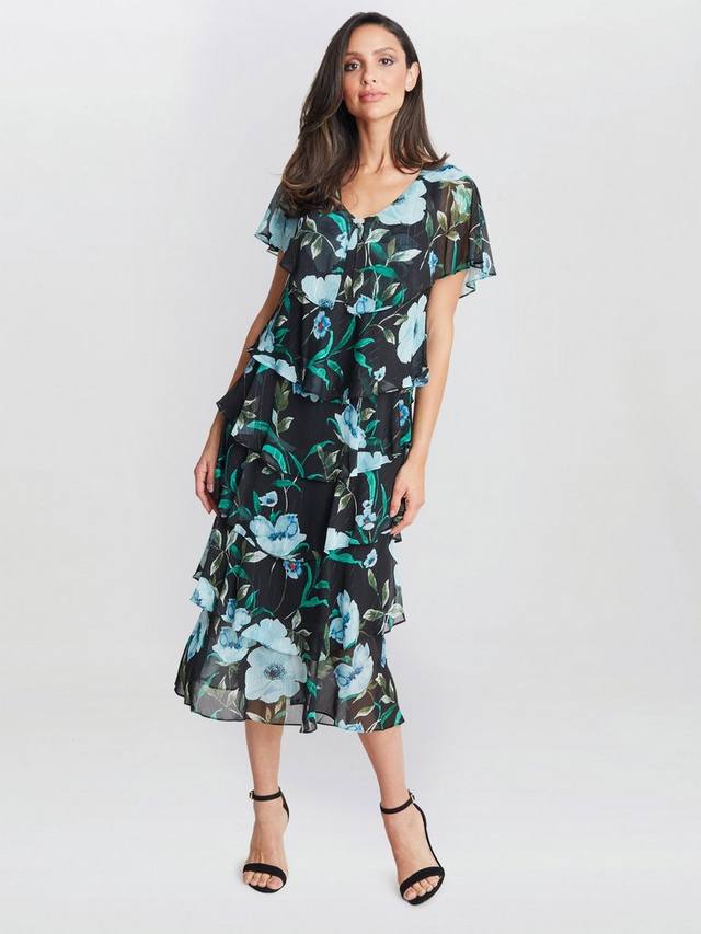 

Платье миди в цветочек от фрэнсис Gina Bacconi, цвет Bright Teal