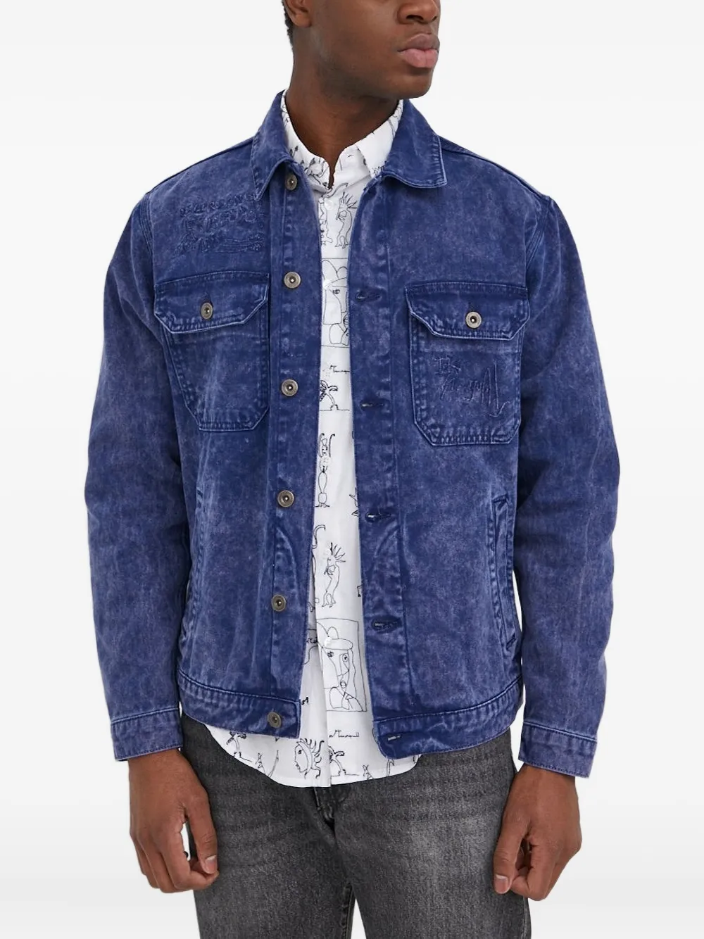 

Вышитая джинсовая куртка Desigual, синий