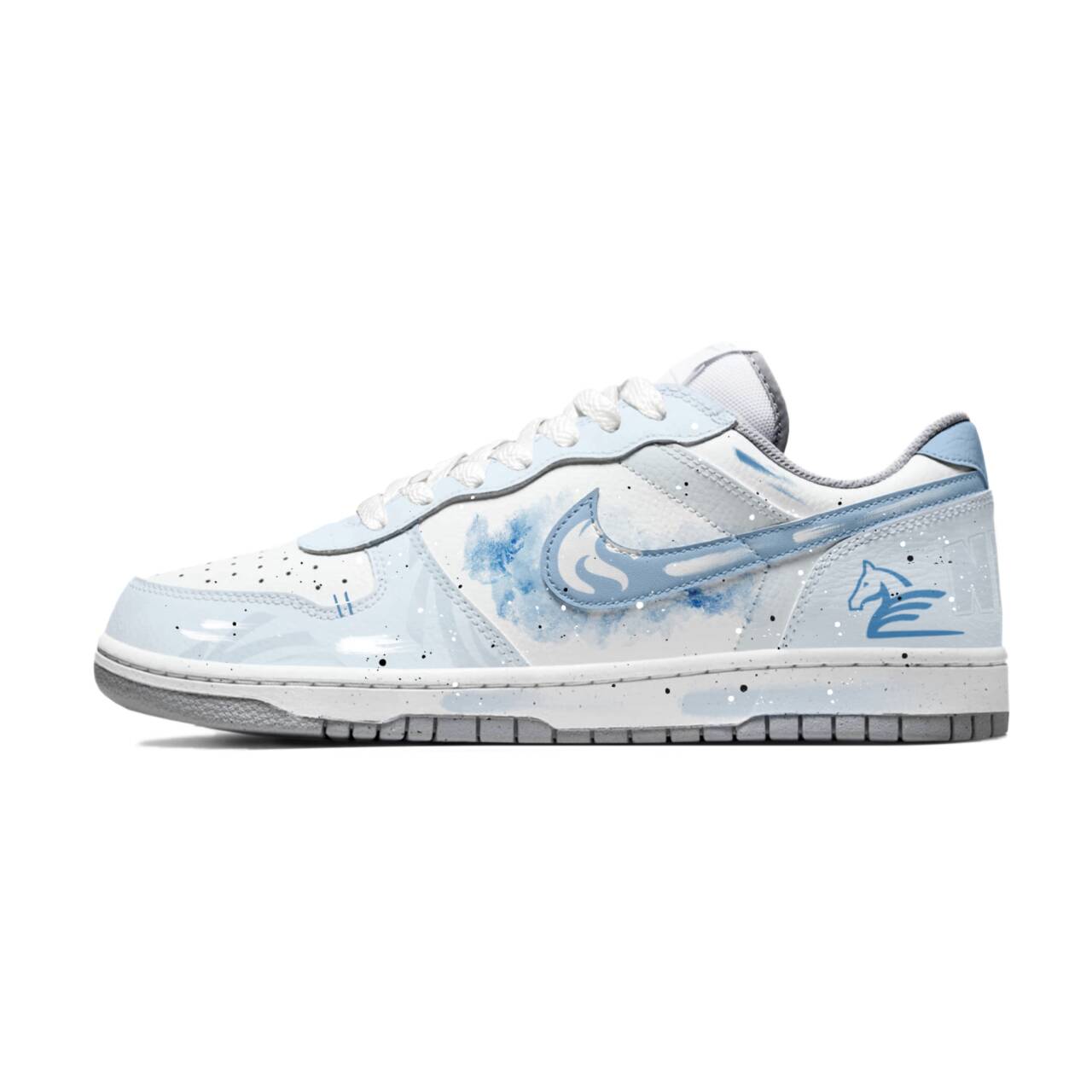 

Большие устойчивые к истиранию низкие скейтбордские кроссовки для мужчин серо голубые Nike, светло-серый