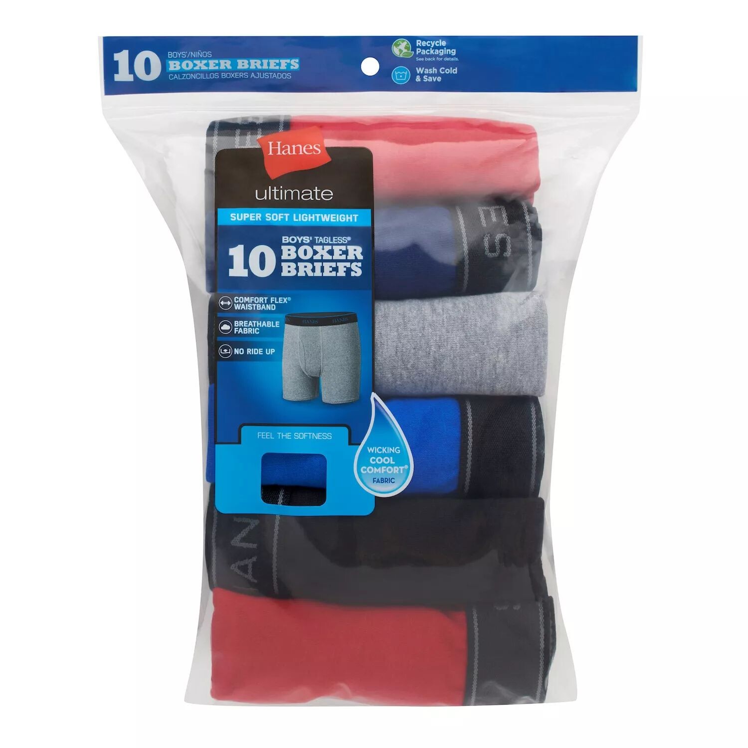 

Набор из 10 легких боксеров Hanes Ultimate с технологией Cool Comfort Hanes, мультиколор