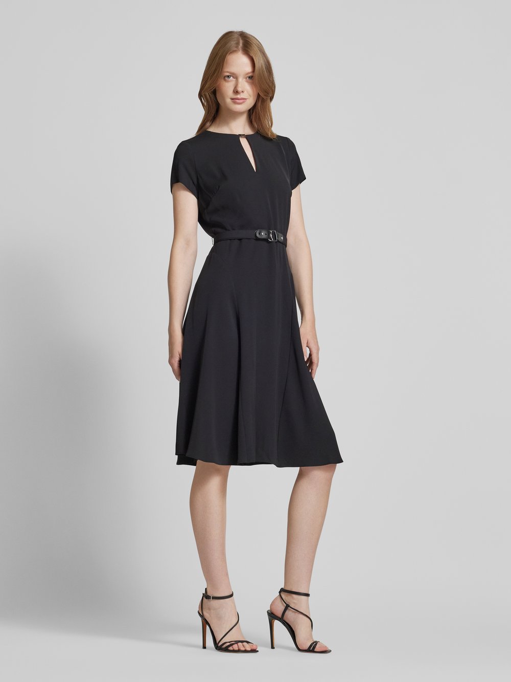 

Платье длиной до колена с поясом модель «БРИГИТКА» Lauren Ralph Lauren, черный