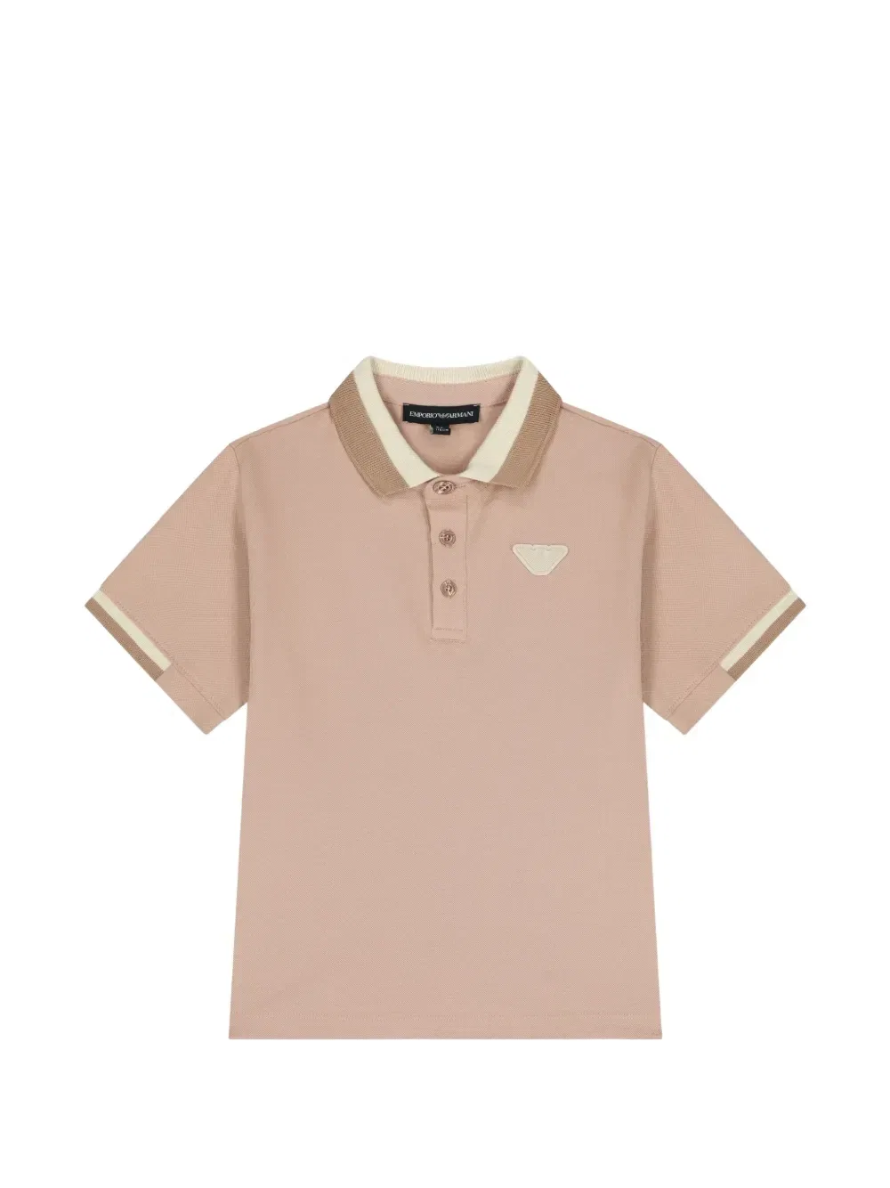 Поло в полоску на пуговицах Emporio Armani Kids, бежевый