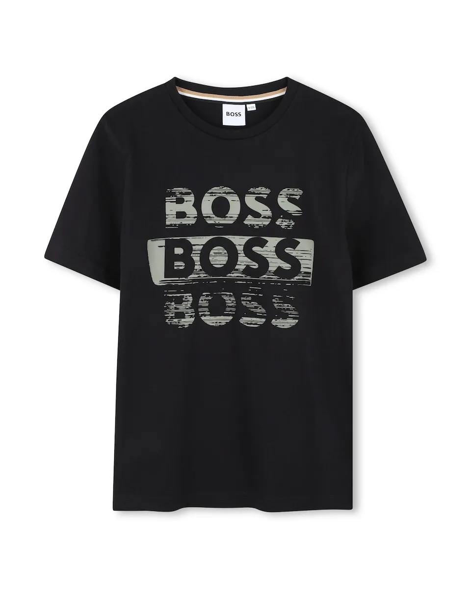 

Детская хлопковая футболка Boss Kidswear, черный