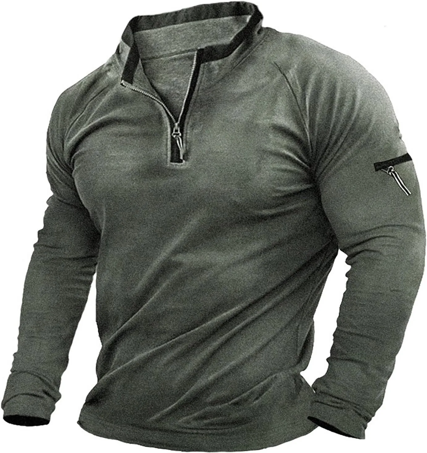 

Мужская флисовая тактическая рубашка Quarter Zip Long Sleeve Slim Fit QWENTMTNTY