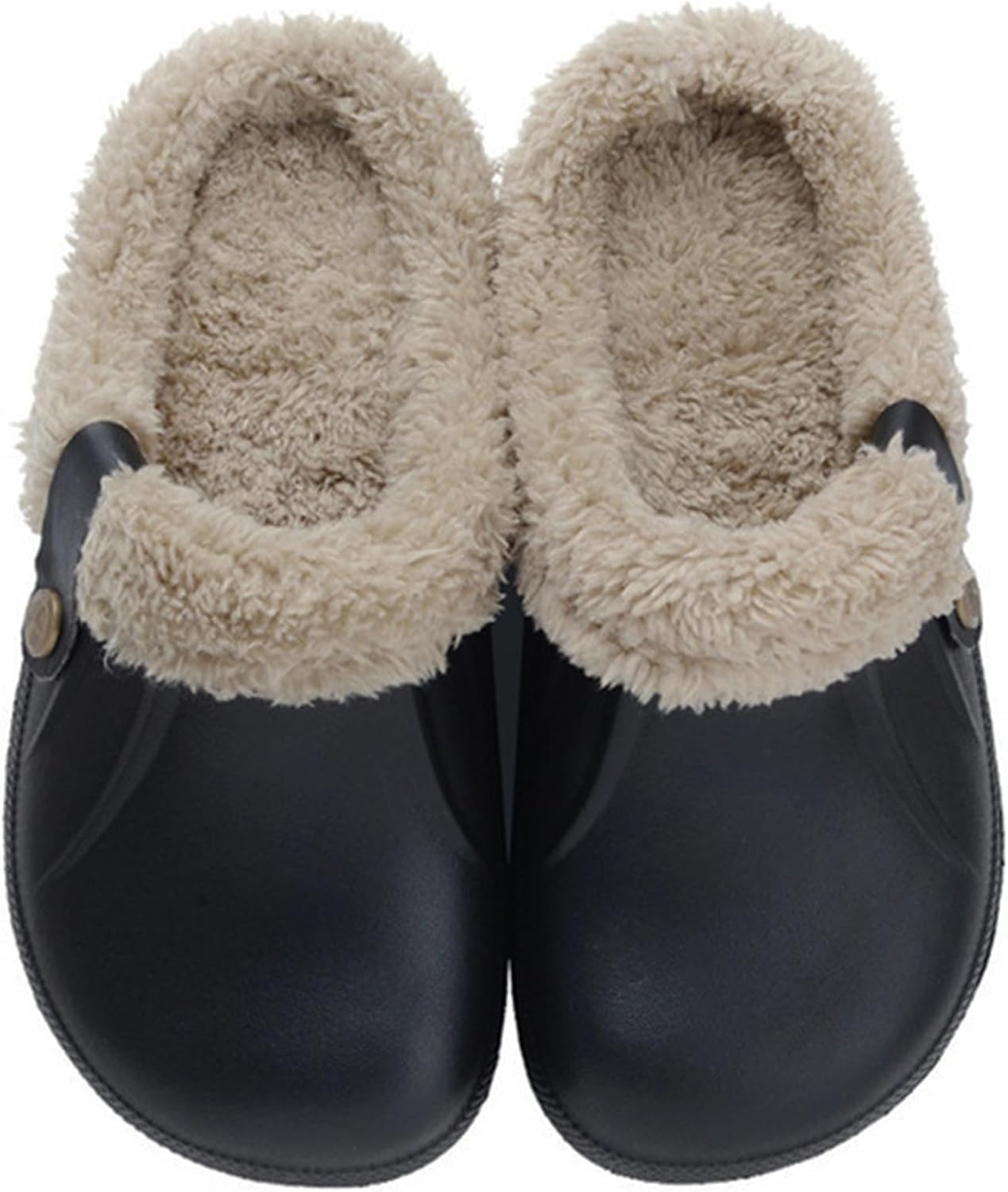 

Сабо Aconhop с меховой подкладкой, водонепроницаемые тапочки, сабо на флисовой подкладке для женщин и мужчин, мягкие зимние теплые домашние и уличные тапочки, черный