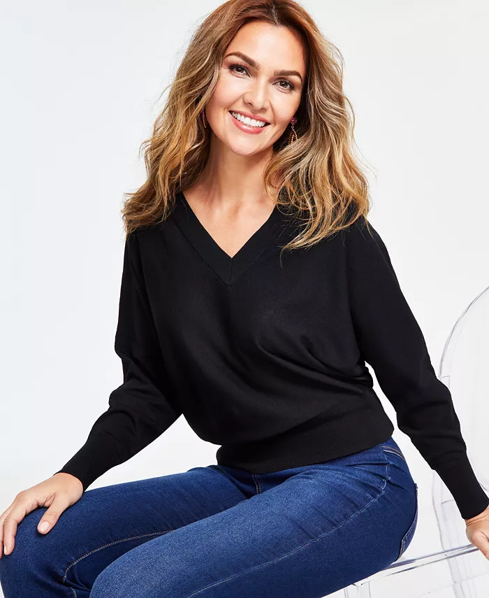 

Женский свитер с V-образным вырезом, размеры P/XS-3X, создано для Macy's I.N.C. International Concepts, черный