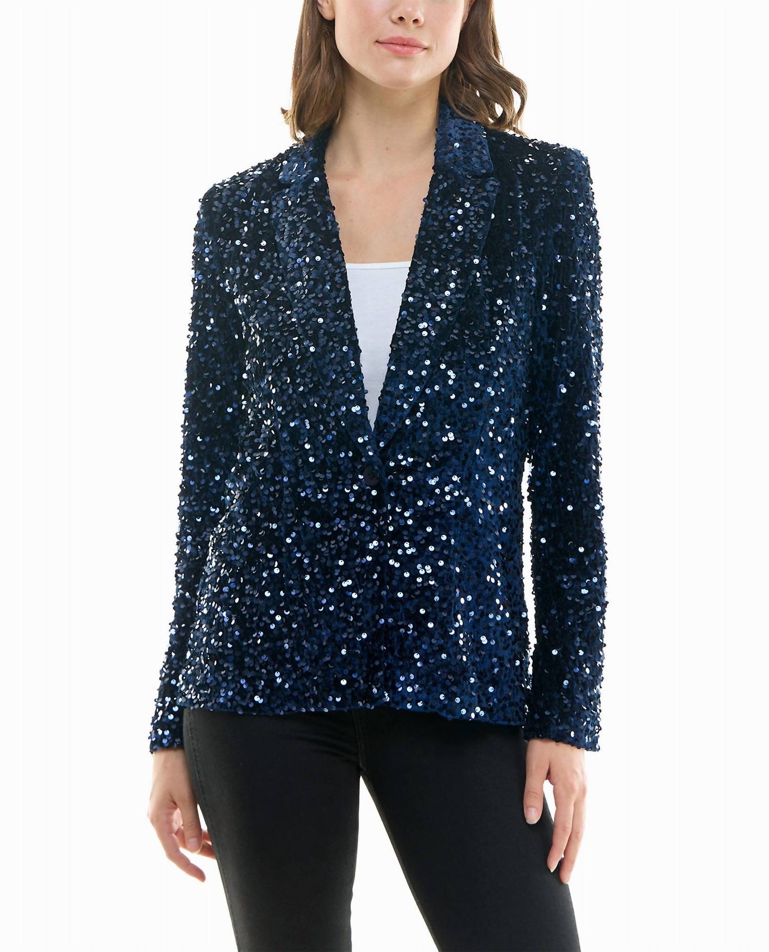 

Куртка Dani Velvet Sequin темно-синего цвета Nicole Miller
