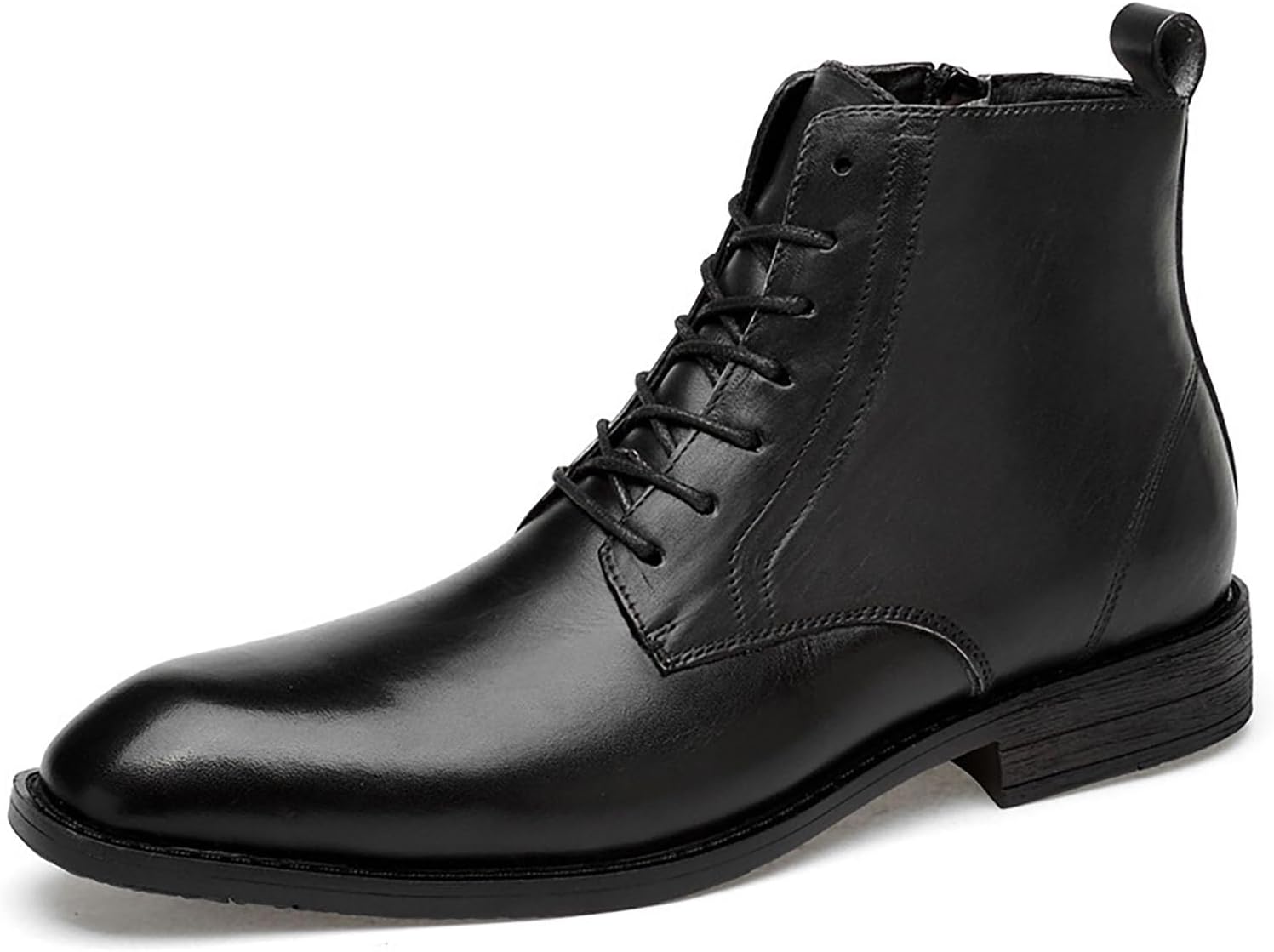 

Мужские кожаные ботинки на шнуровке с боковой молнией, удобный невысокий каблук, оксфорды, деловые теплые ботинки чукка, челси Nxnbhsl, черный