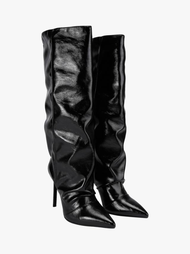 Французские лаковые гофрированные ботинки до колена KG Kurt Geiger, Black — фото 2