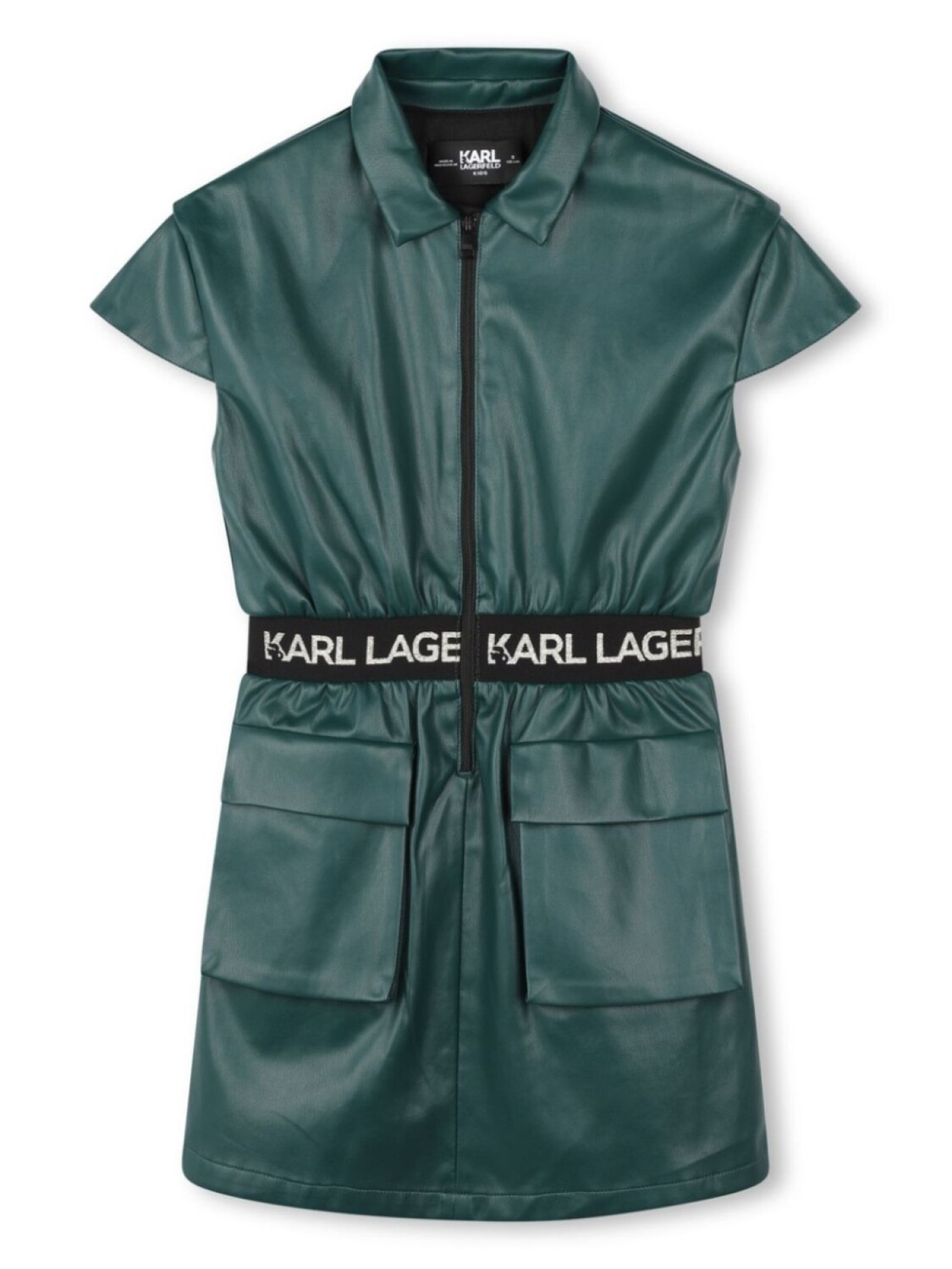 

Karl Lagerfeld Kids платье с рукавами кап и вышитым логотипом, зеленый