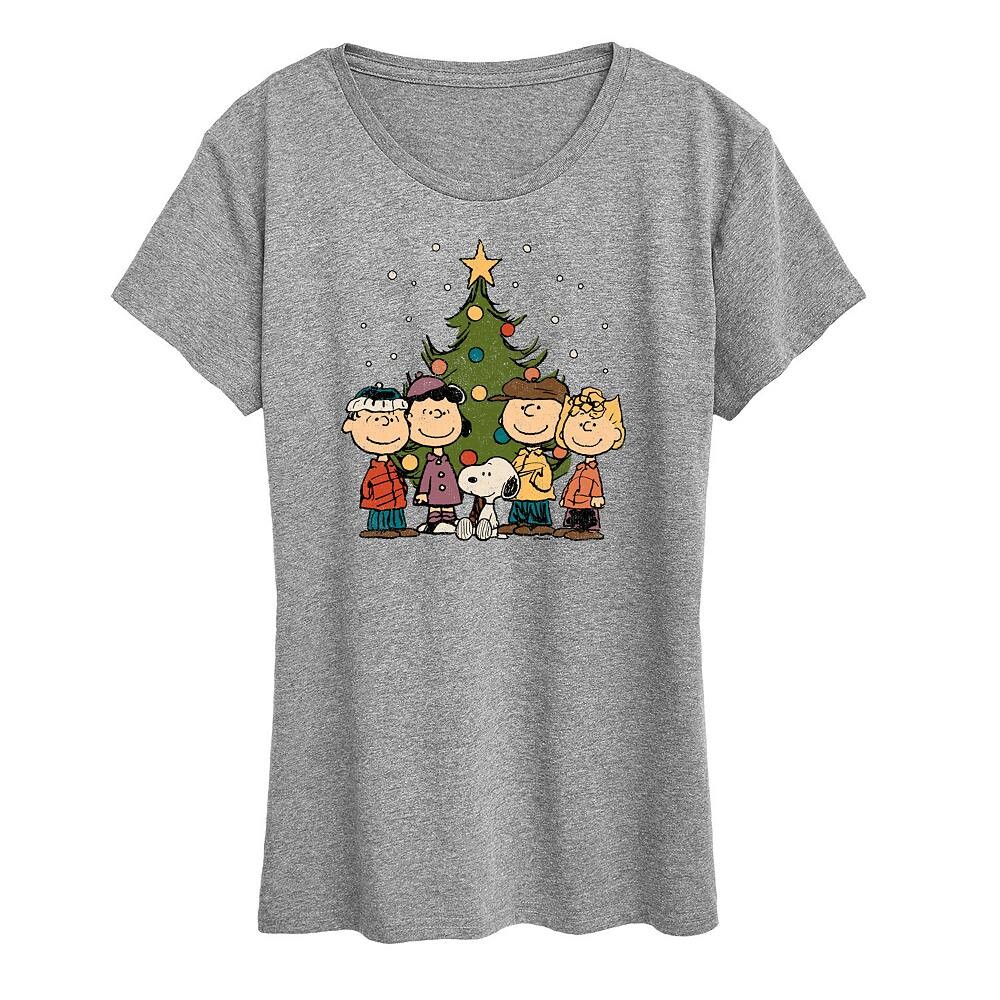 

Женская футболка с рисунком Peanuts Christmas Group Licensed Character, цвет Heather Gray