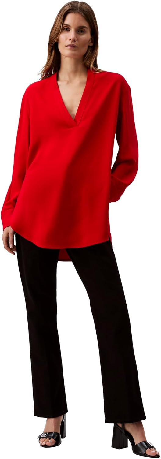 

Женская свободная блузка с V-образным вырезом от Calvin Klein Jeans, Goji Berry