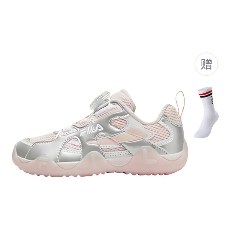 Seashell Shoes Slip Resistant, Abrasion Resistant, Lightweight Cushioning Low top детские уличные кроссовки FILA KIDS, snail pearl розовый/space серебро (gift included socks style random color 1 pack)