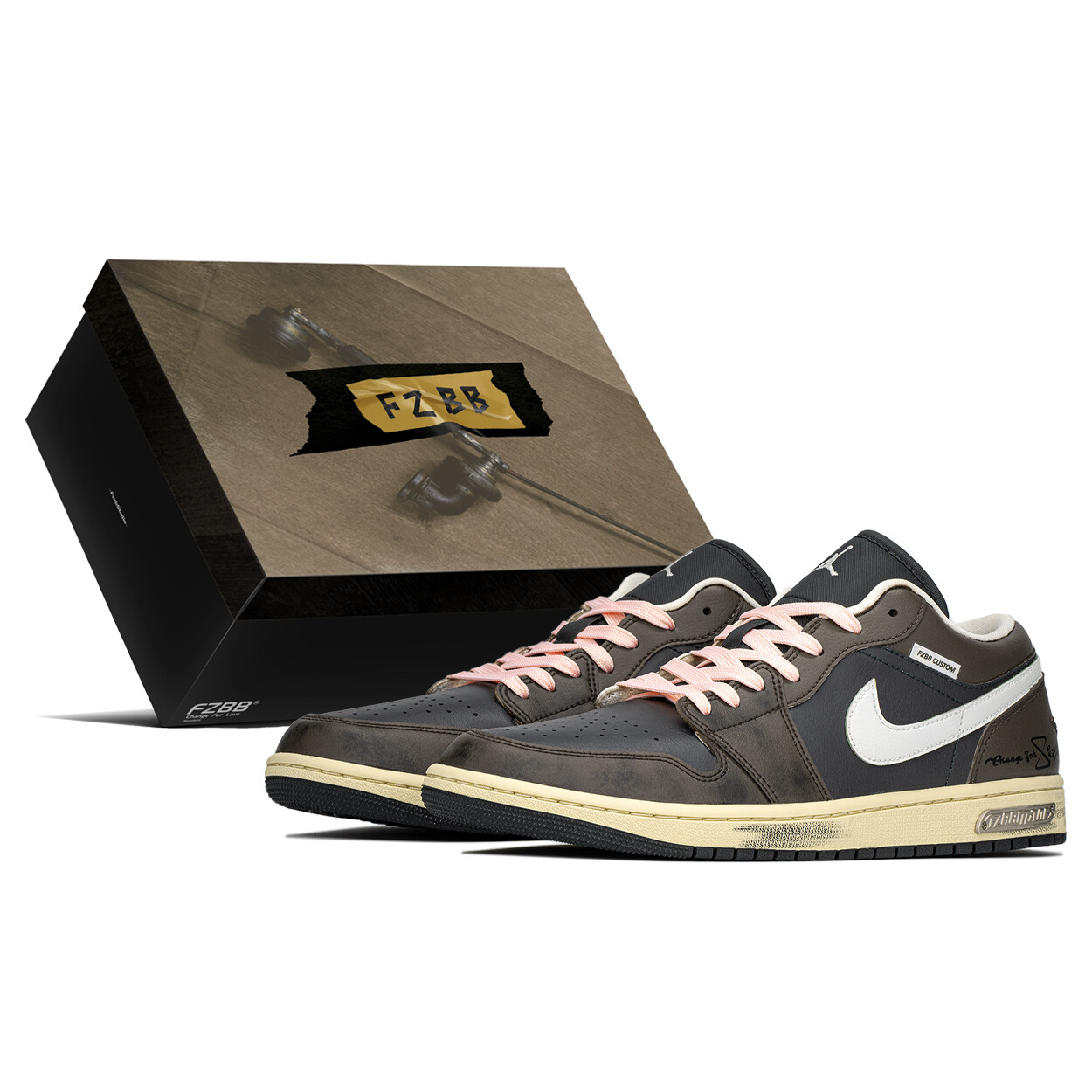 

Кроссовки Air Jordan 1 Vintage Basketball Shoes Women's Low-top Black/Brown, черный/коричневый