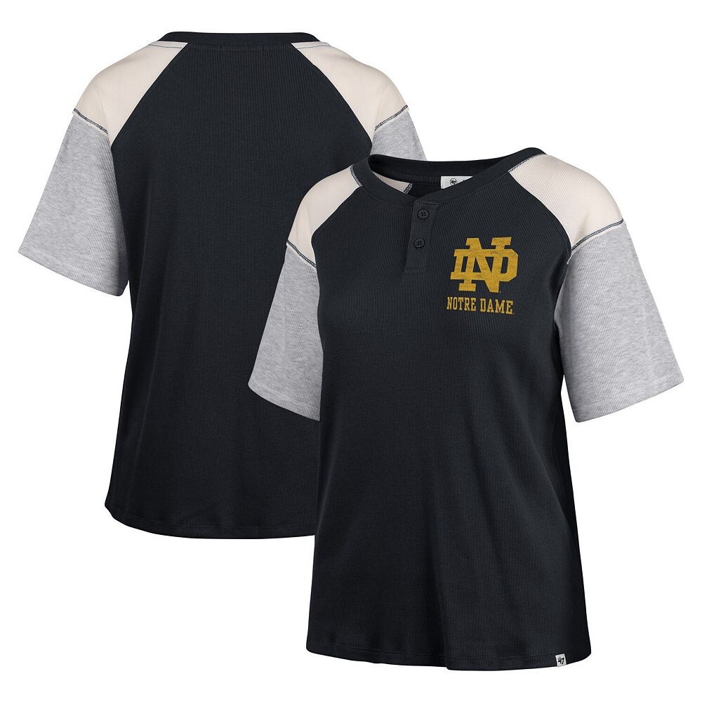 

Черная женская футболка '47 Notre Dame Fighting Irish Underline Harvey с цветными блоками реглан Хенли, цвет Ntd Black