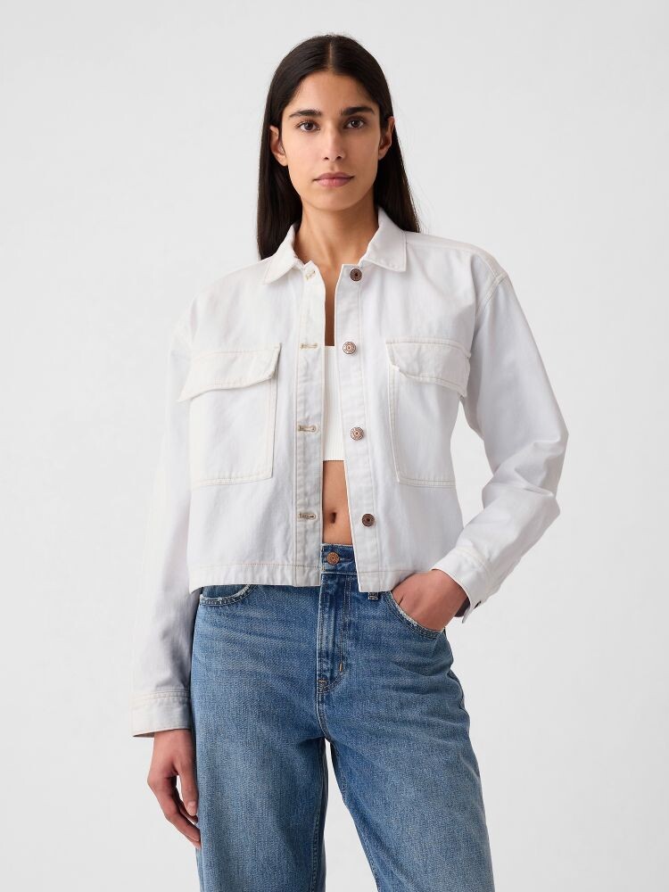 

Укороченная джинсовая куртка Gap, белый