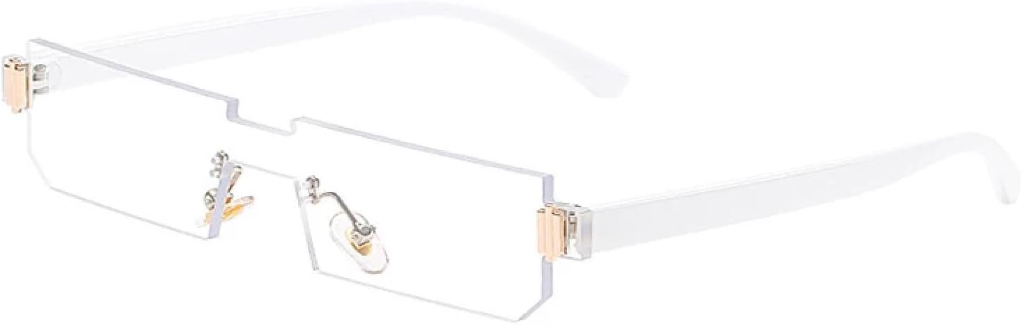 

Женские солнцезащитные очки без оправы для мужчин, модные, роскошные, цельные, в маленькой оправе, для активного отдыха и путешествий, с защитой от УФ-излучения UV400 TKKTLLT, White Clear