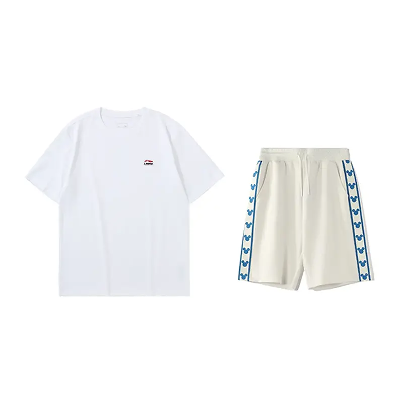 

LiNing Повседневная спортивная одежда унисекс, clothing sets[белый shirt+champagne белый shorts]