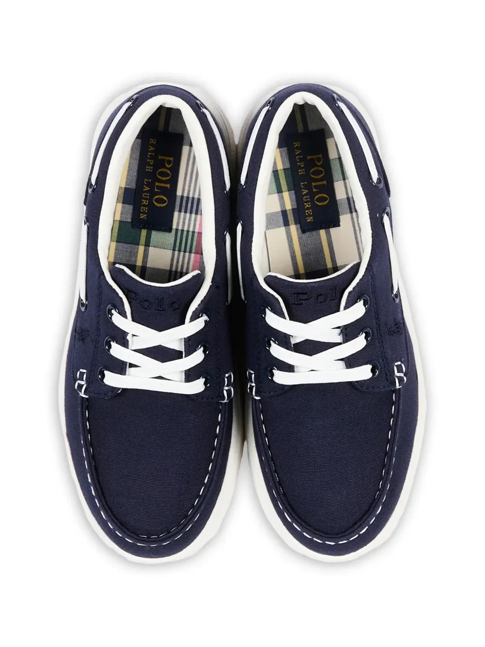 Мокасины на шнуровке с вышитым логотипом Polo Ralph Lauren Kids, синий — фото 4